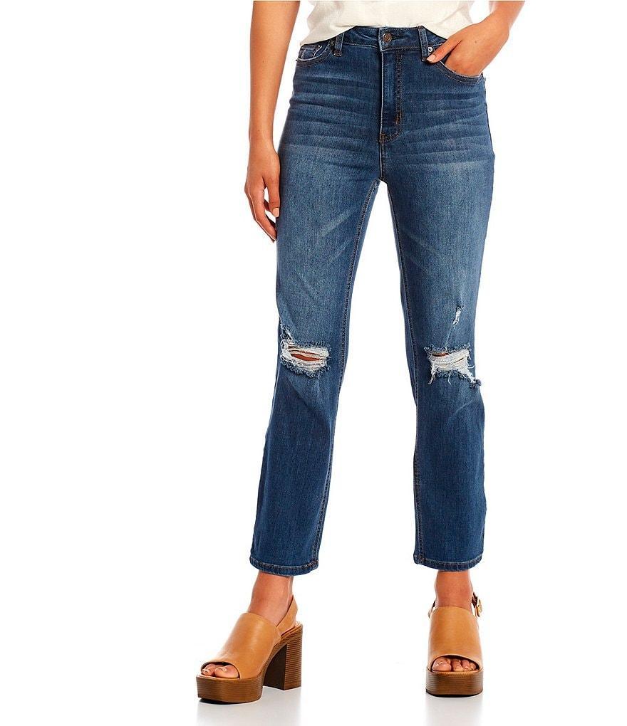 Hippie Laundry High Rise Distressed Slim Straight Leg Jeans product image