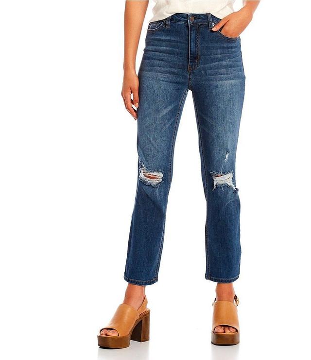 Hippie Laundry High Rise Distressed Slim Straight Leg Jeans Product Image