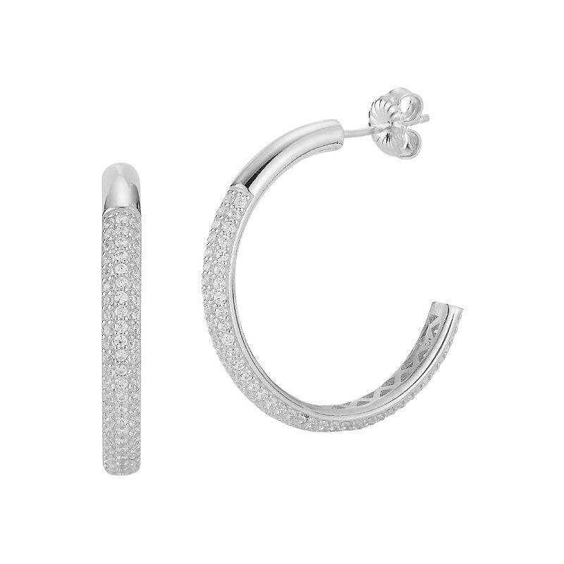 Sunkissed Sterling Cubic Zirconia C-Hoop Earrings, Womens, Silver Product Image