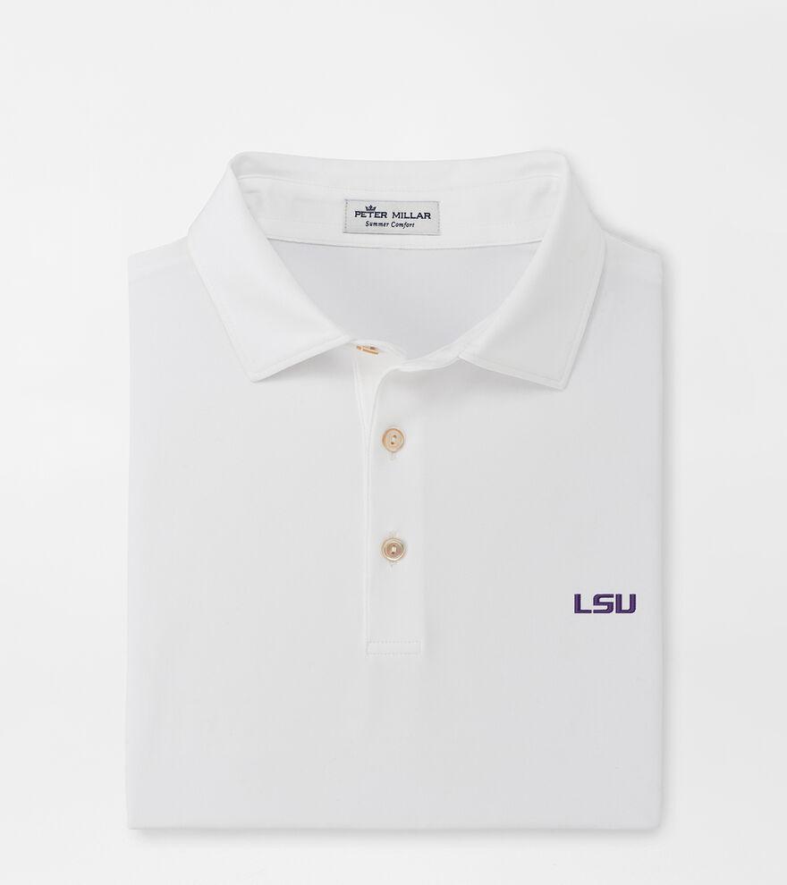 Peter Millar Mens LSU Solid Performance Jersey Polo | Color: White | Size: S Product Image