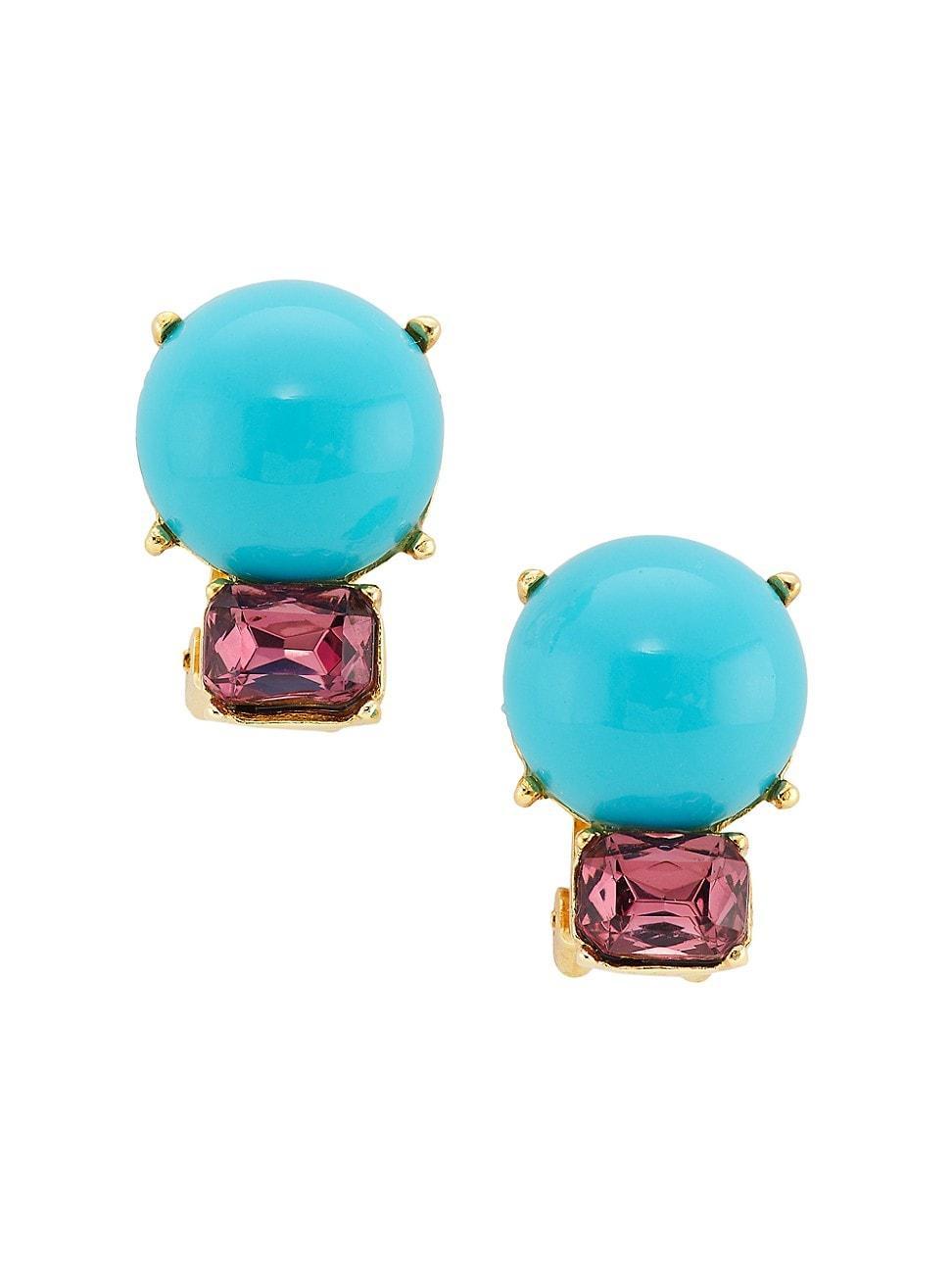 Womens 22K-Gold-Plated, Resin & Glass Crystal Clip-On Earrings Product Image