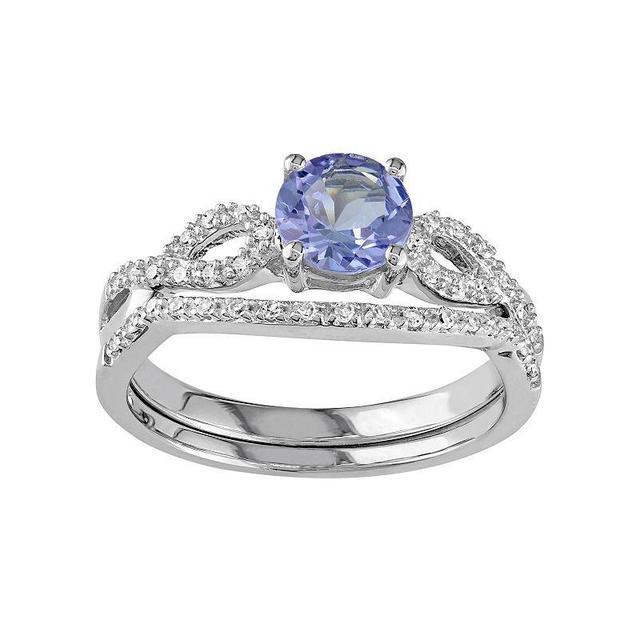 Stella Grace 10k White Gold Tanzanite & 1/6 Carat T.W. Diamond Engagement Ring Set, Womens Purple Product Image