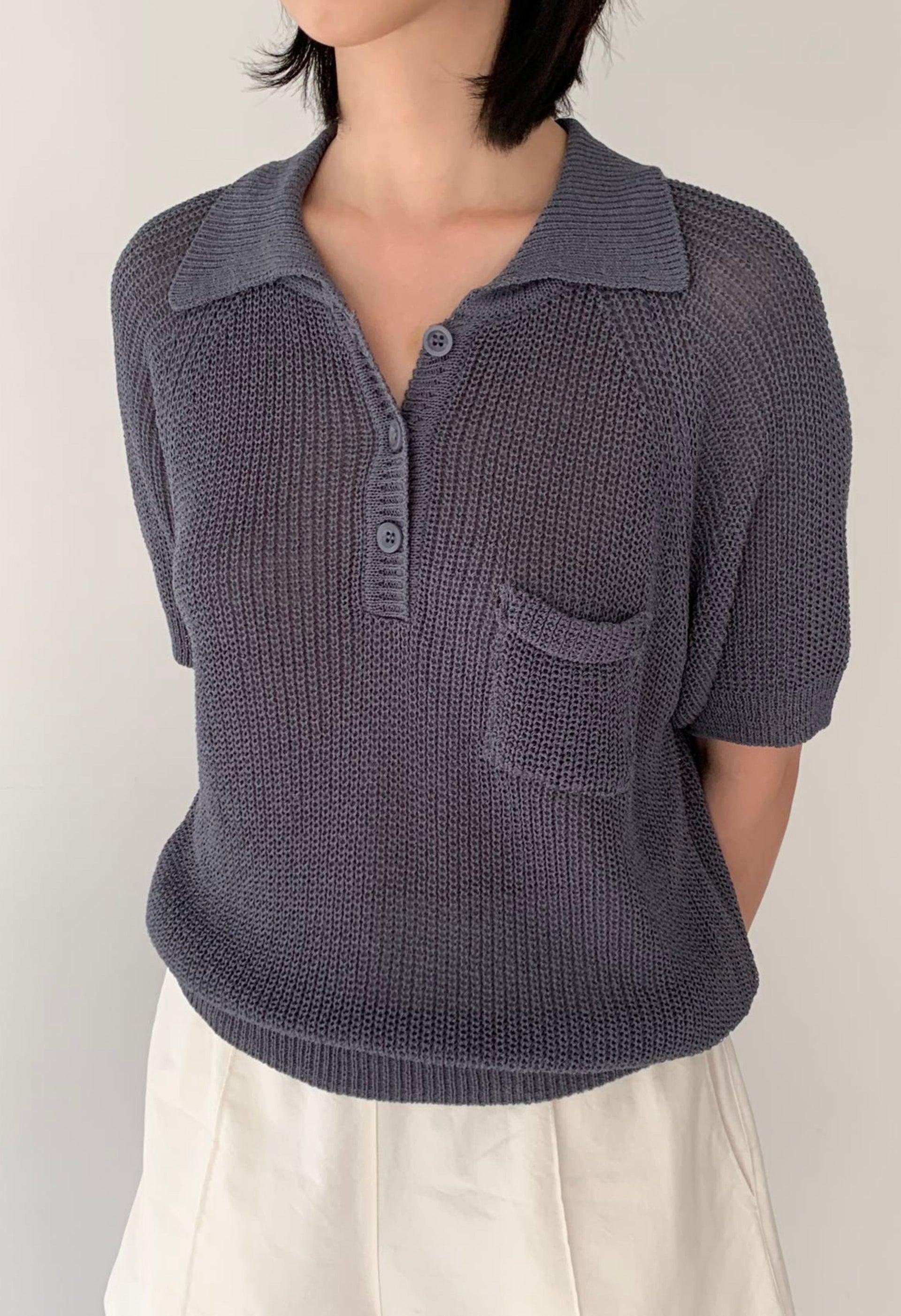 Khatie Knit Polo In Grey product image