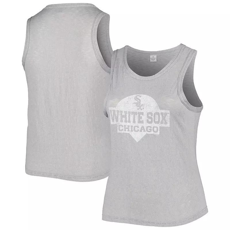 Womens Soft as a Grape Gray Chicago White Sox Plus Size High Neck Tri-Blend Tank Top Product Image