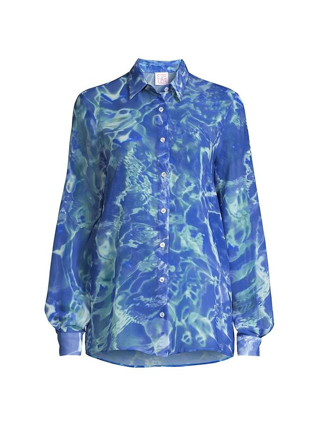 Womens Water Sheer Button-Front Blouse Product Image