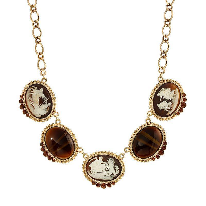 1928 Oval Cameo Collar Necklace, Womens, Brown Product Image