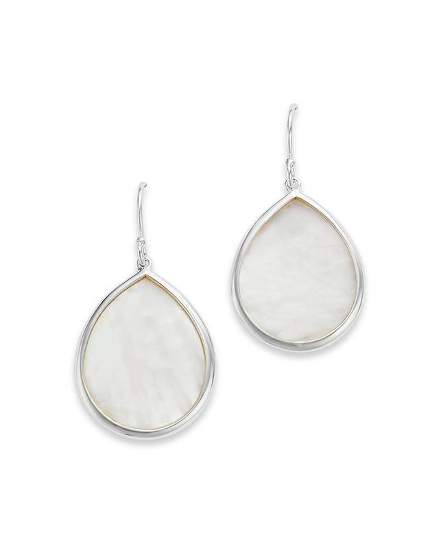 Womens Polished Rock Candy Sterling Silver & Mother-Of-Pearl Small Teardrop Earrings Product Image