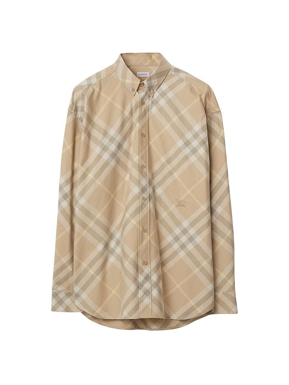 Mens Check Cotton Button-Down Shirt Product Image