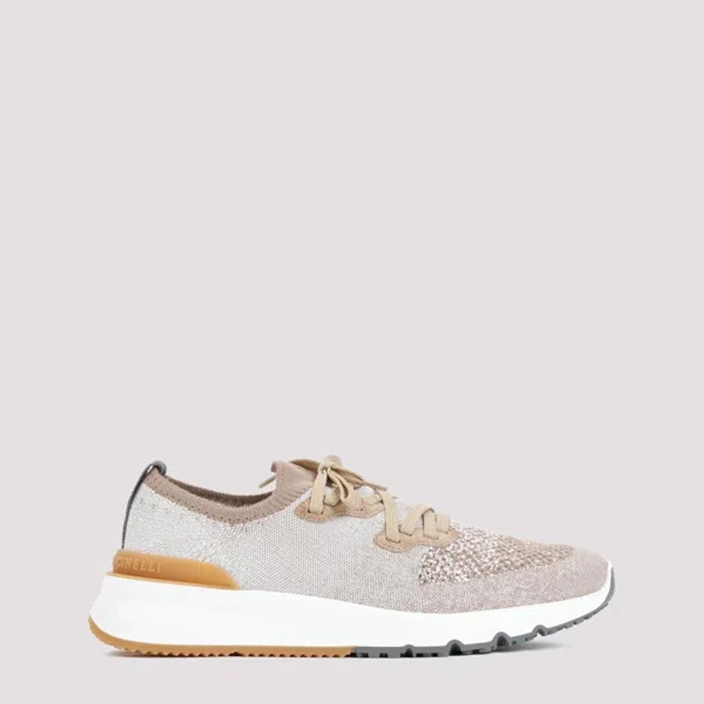 Textile And Rubber Sneakers In Nude & Neutrals Product Image