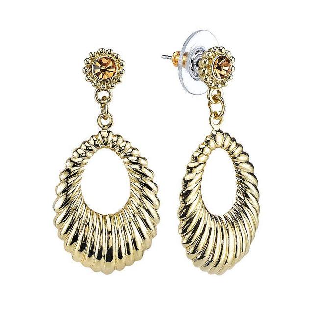 1928 Ribbed Teardrop Earrings, Womens, Gold Tone Product Image