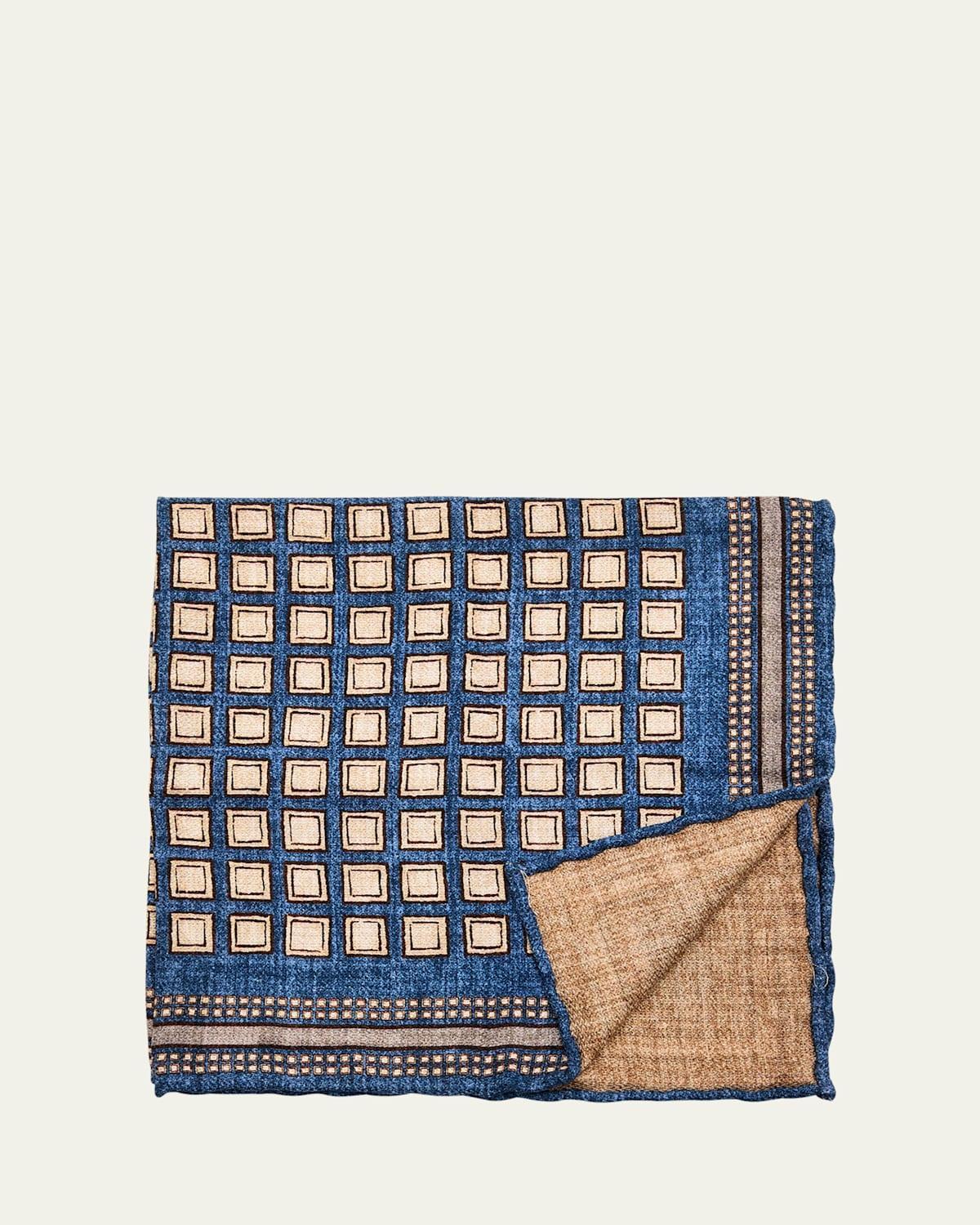 Men's Silk Geometric Pocket Square Product Image