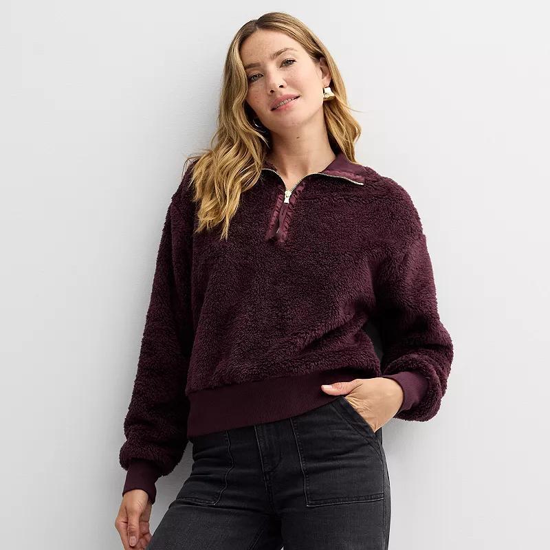 Womens Sonoma Goods For Life Cozy Quarter Zip Pullover Product Image