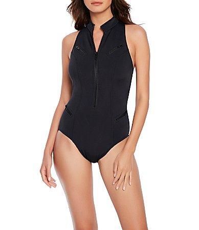 Magicsuit Scuba Coco Zip Front High Neck Underwire One Piece Swimsuit Product Image