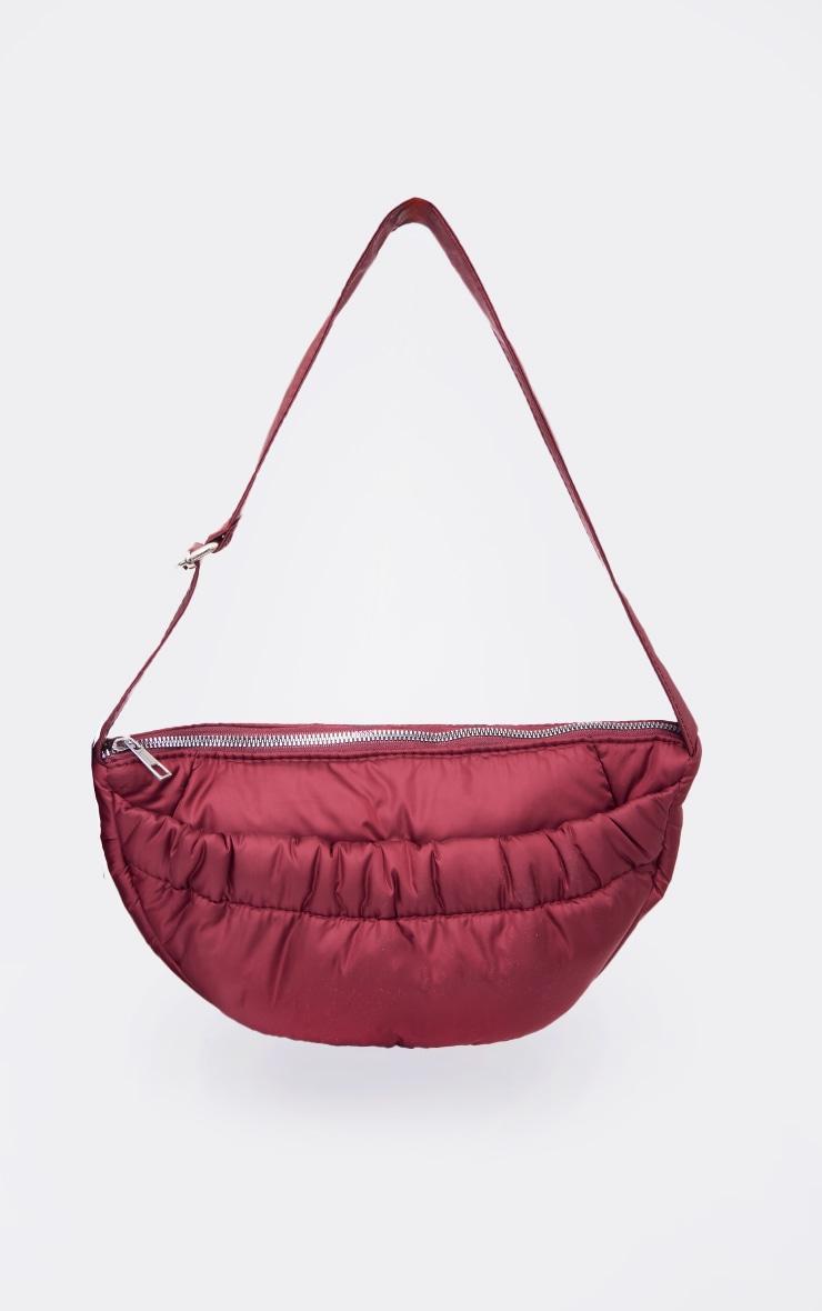 Burgundy Nylon Ruched Pocket Cross Body Bag Product Image