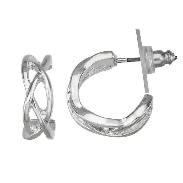 Napier Silver Tone Open C Hoop Earrings, Womens, Gold Tone Product Image