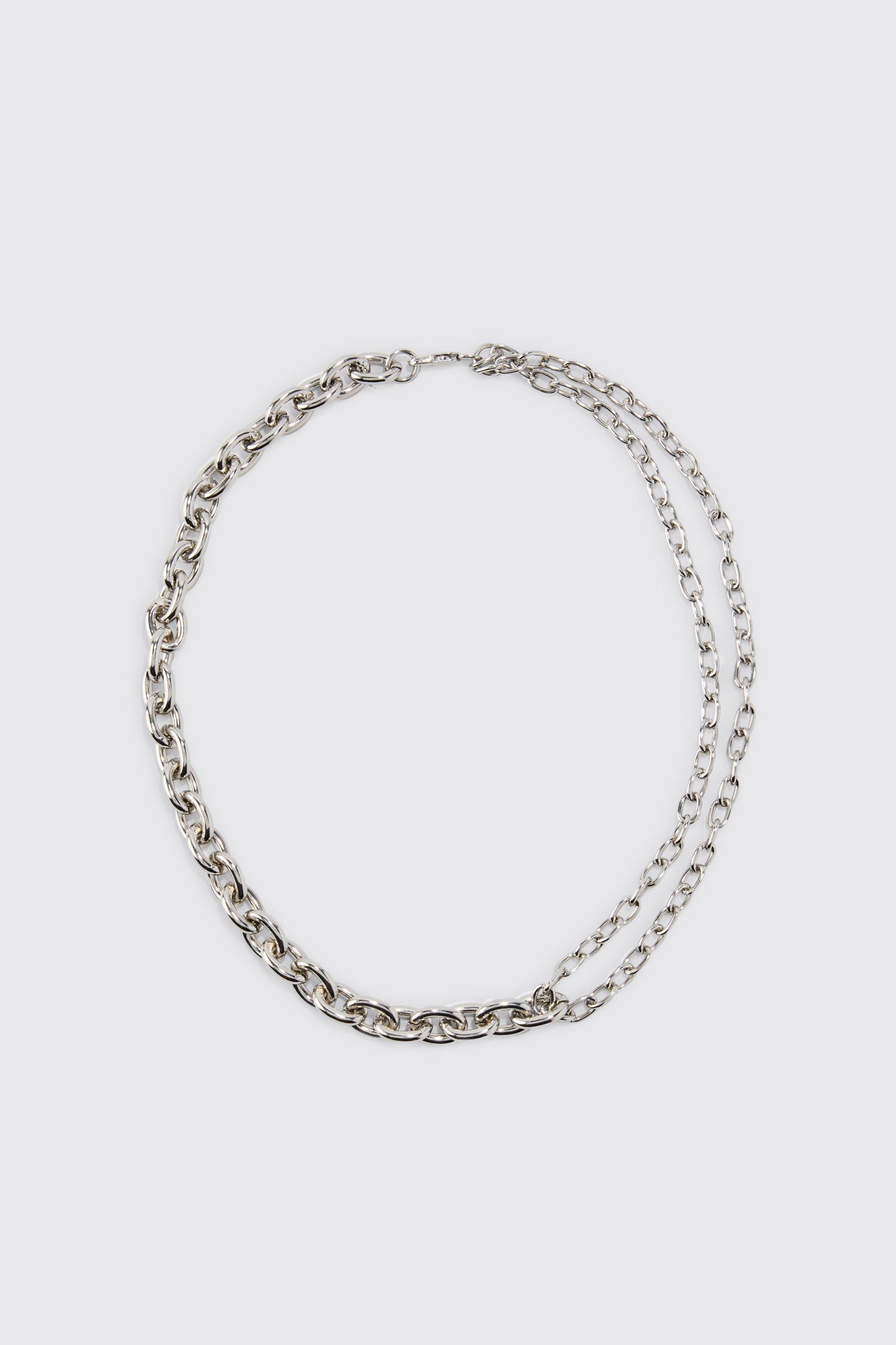 Mens Grey Chain Necklace, Grey Product Image