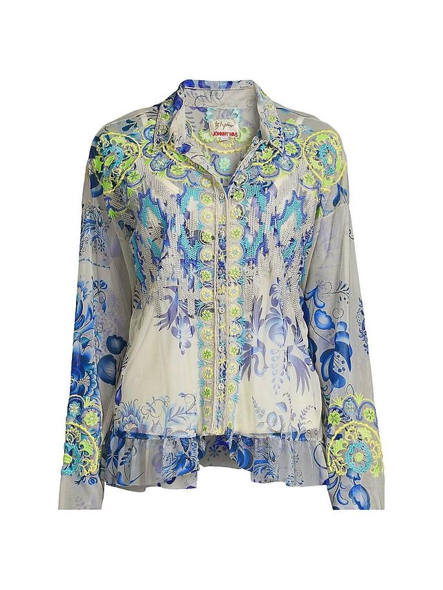 Womens Mazzy Embroidered Lace Blouse Product Image