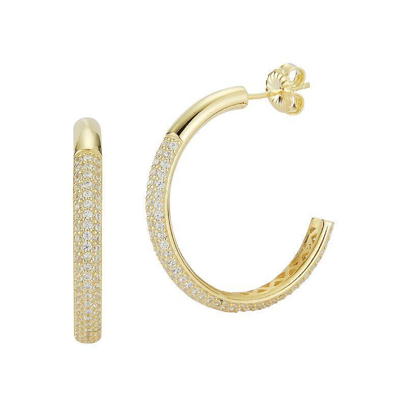 Sunkissed Sterling Cubic Zirconia C-Hoop Earrings, Womens, Gold Tone Product Image