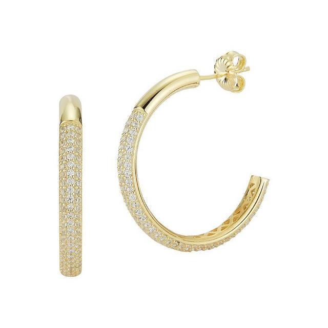 Sunkissed Sterling Cubic Zirconia C-Hoop Earrings, Womens, Gold Product Image