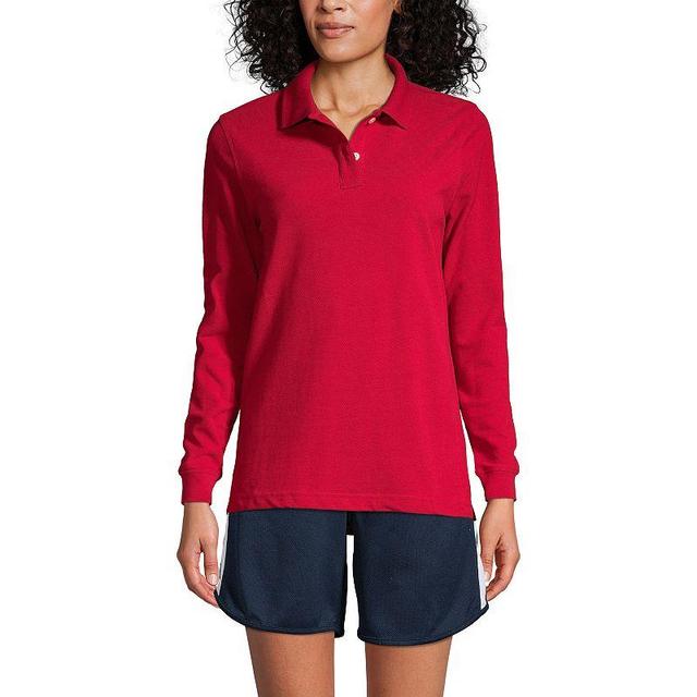 Womens Lands End School Uniform Long Sleeve Mesh Polo Shirt Product Image