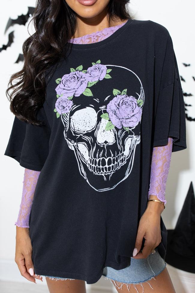 Floral Skull Black Hyfve Oversized Graphic Tee Product Image