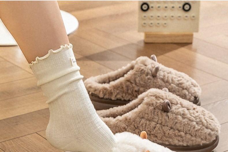 Ear Accent Fleece Home Slippers Product Image