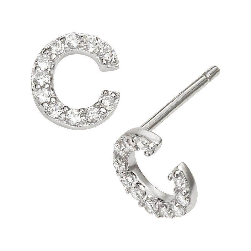 Sophie Miller Sterling Silver Cubic Zirconia Initial Stud Earrings, Womens Product Image