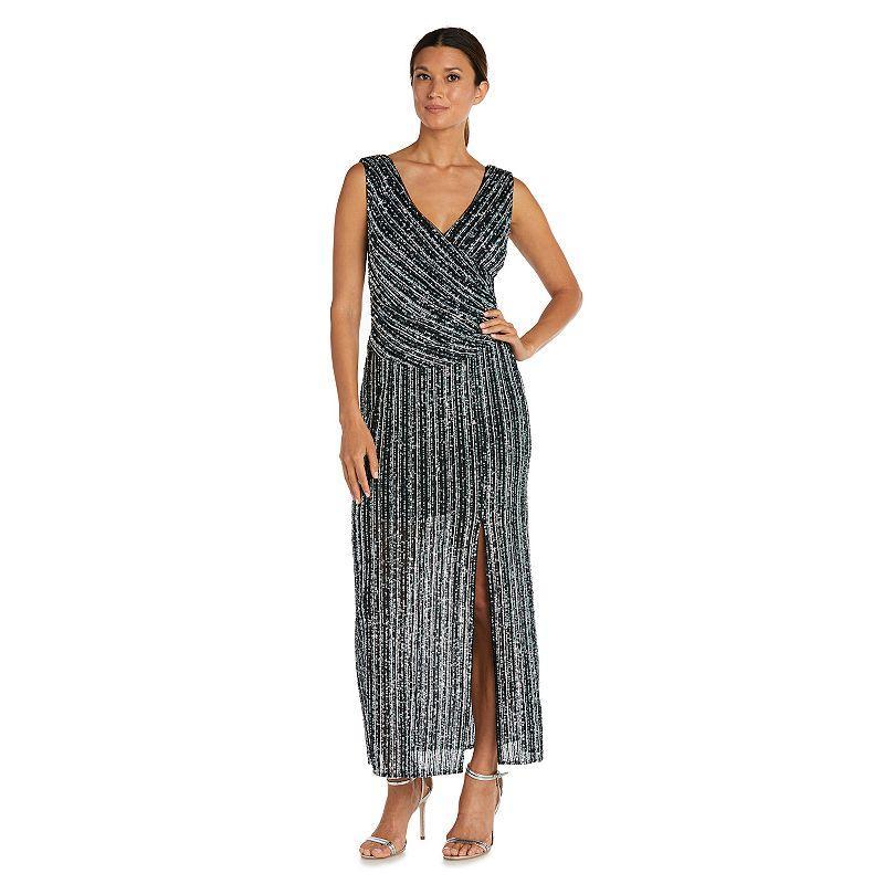 Womens R&M Richards Multi Stripe Sequin Long Gown Product Image