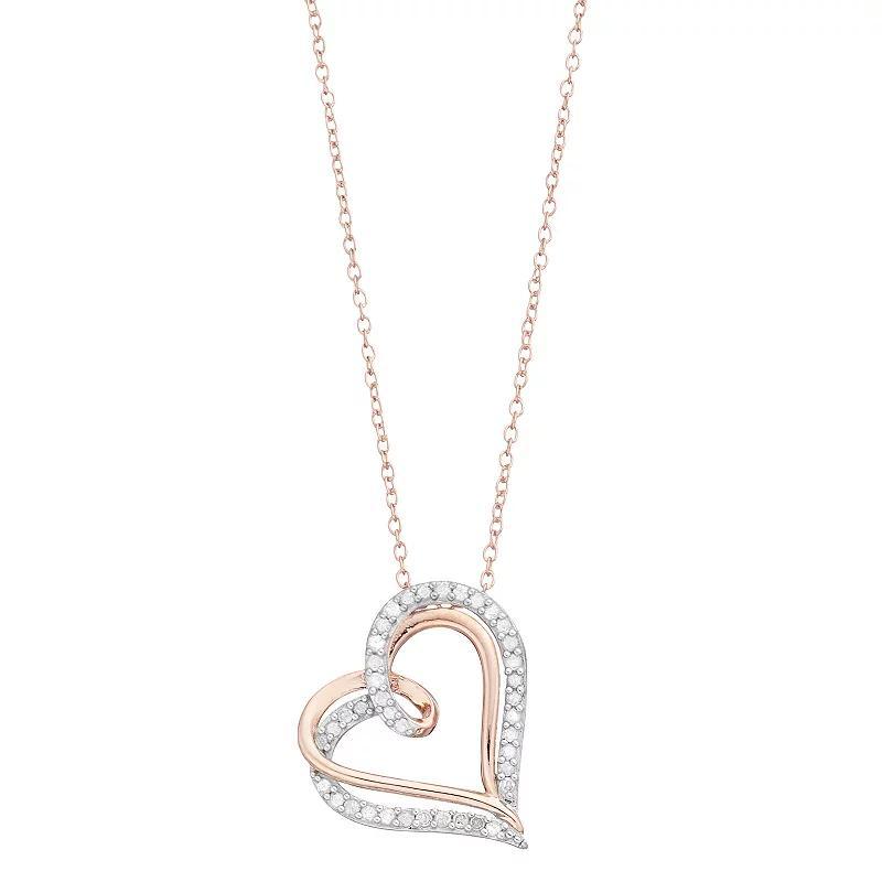 Diamond Brilliance Sterling Silver 1/4 Carat T.W. Diamond Heart Pendant Necklace, Womens White Product Image