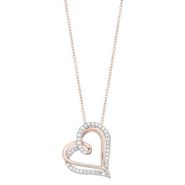 Diamond Brilliance Sterling Silver 1/4 Carat T.W. Diamond Heart Pendant Necklace, Womens Product Image