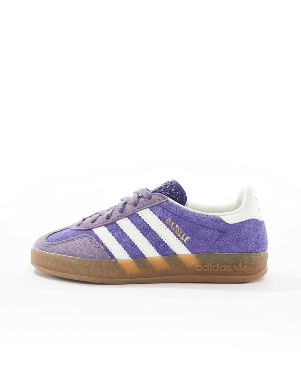 adidas Originals Gazelle Indoor sneakers in purple and white Product Image