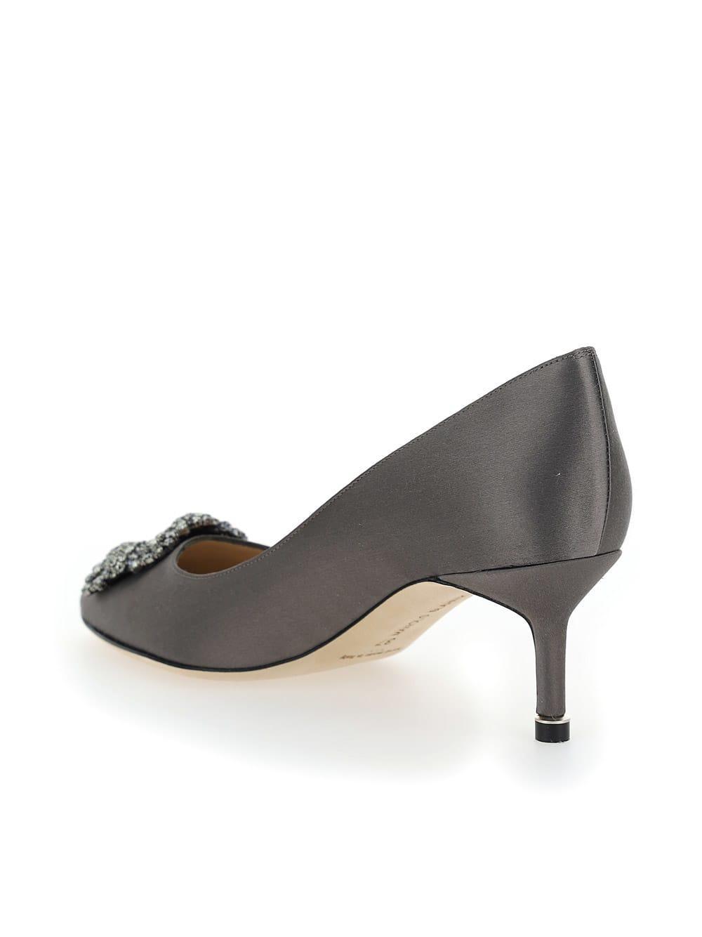 MANOLO BLAHNIK Grey 50 Hangisi Satin Pumps In Dgry Product Image