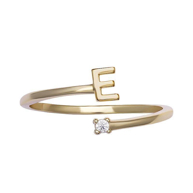 PRIMROSE Sterling Silver Cubic Zirconia Initial Bypass Band Ring, Womens Gold Tone K Product Image