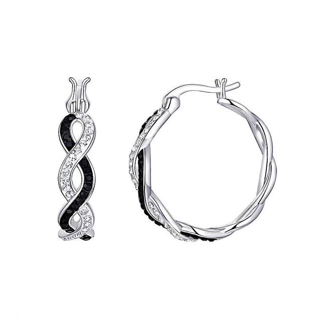 Chrystina Black & White Crystal Twist Hoop Earrings, Womens Product Image