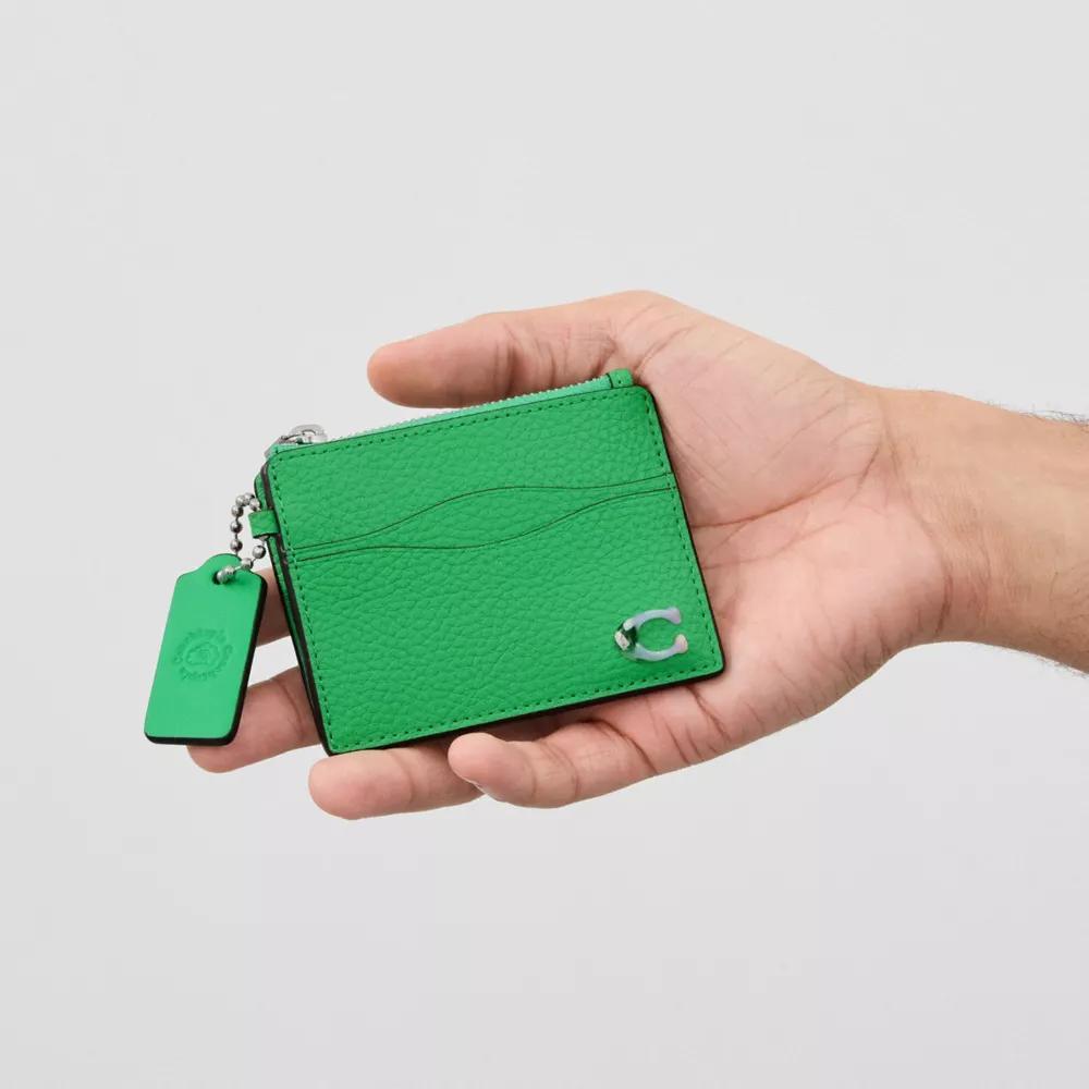 Wavy Zip Card Case In Pebbled Coachtopia Leather With Key Ring Product Image