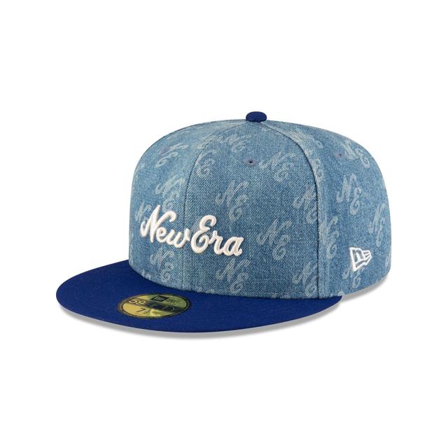 New Era Cap Laser Burn Out Denim 59FIFTY Fitted Hat Male Product Image