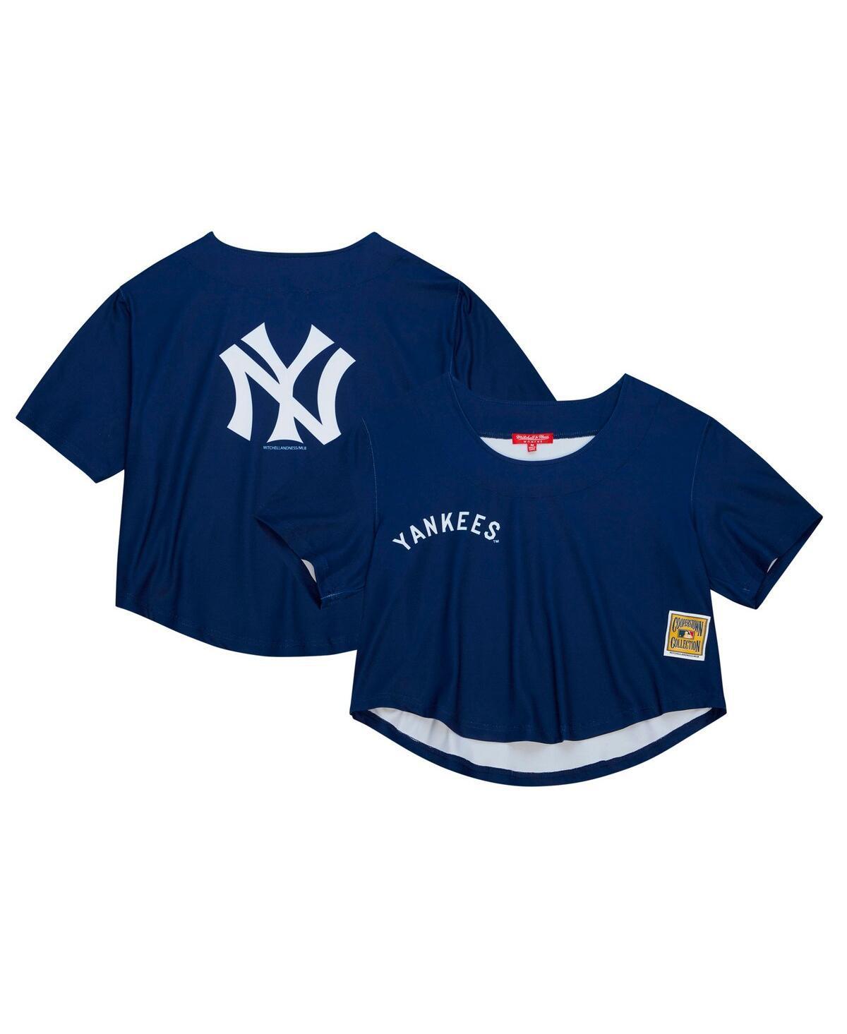 Womens Mitchell & Ness Navy New York Yankees Cooperstown Collection Crop T-shirt Product Image