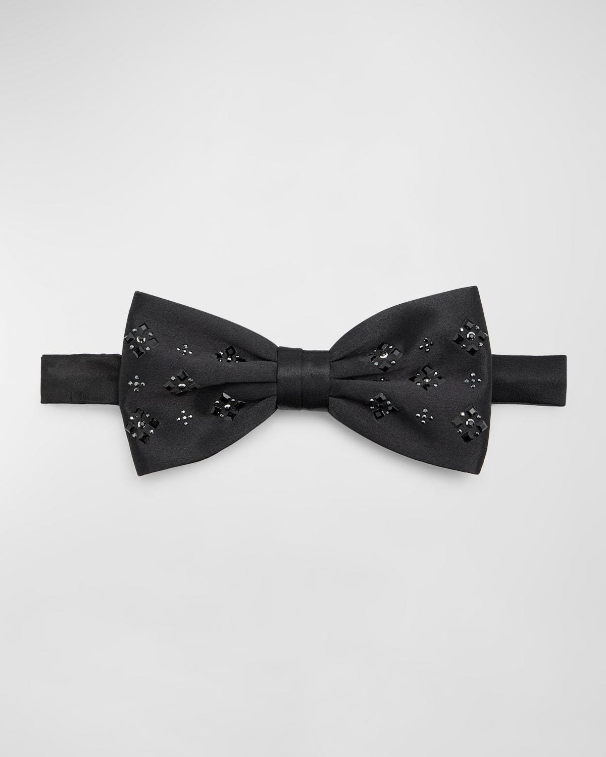 Men's Crystal-Embellished Silk Bow Tie Product Image