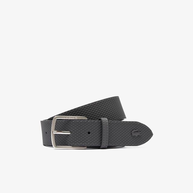 Chantaco Men's Lacoste Engraved Buckle Texturised Leather Belt Product Image