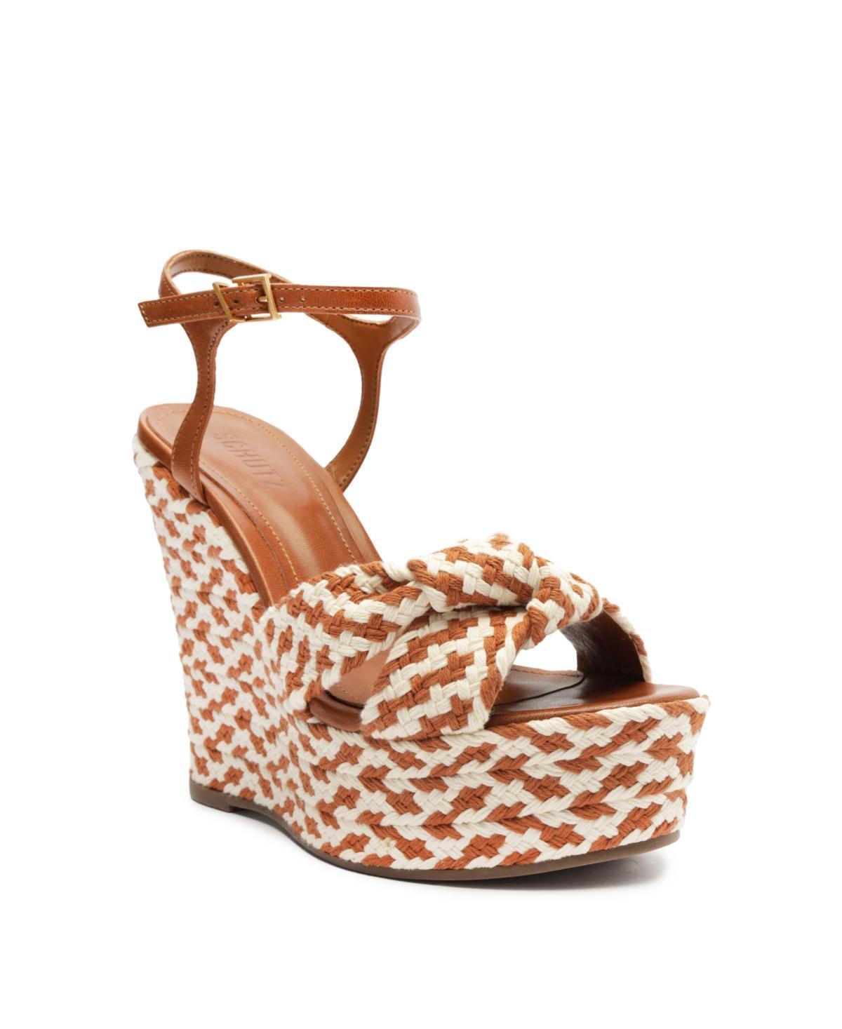 Womens Cass 101MM Geometric Woven Leather Wedge Sandals Product Image