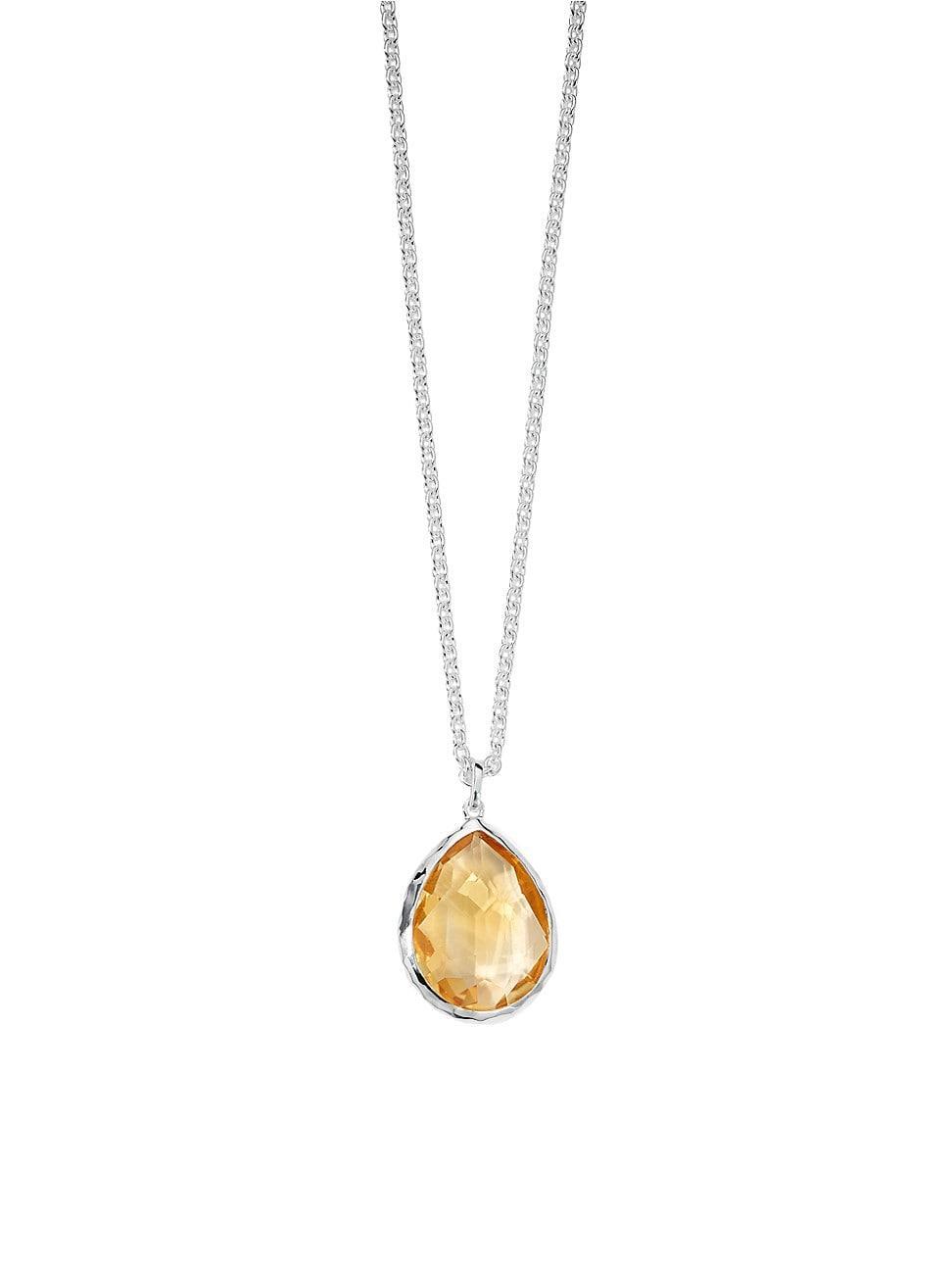 Womens Rock Candy Sterling Silver & Orange Citrine Teardrop Pendant Necklace Product Image