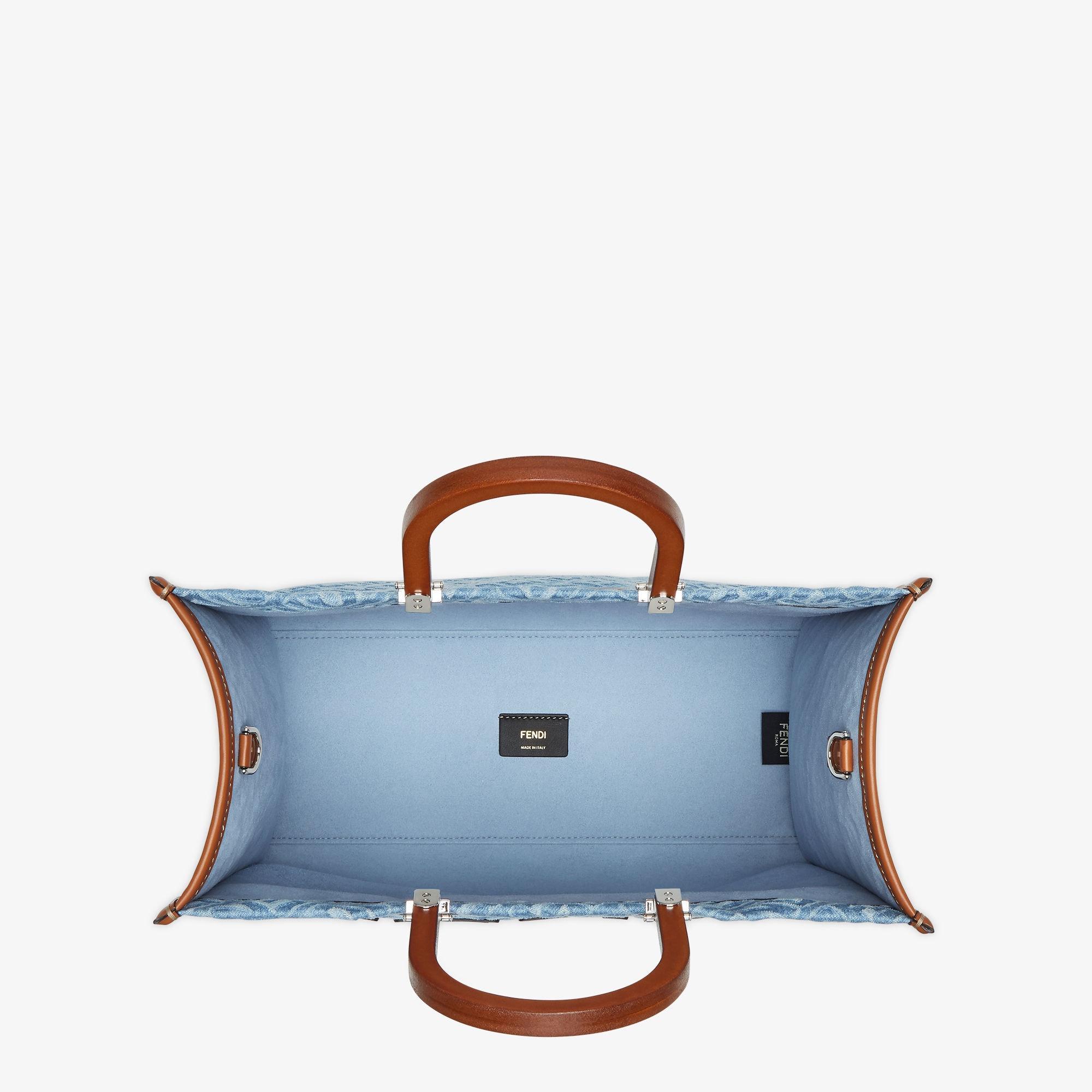 Fendi Sunshine MediumLight blue denim shopper bag Product Image