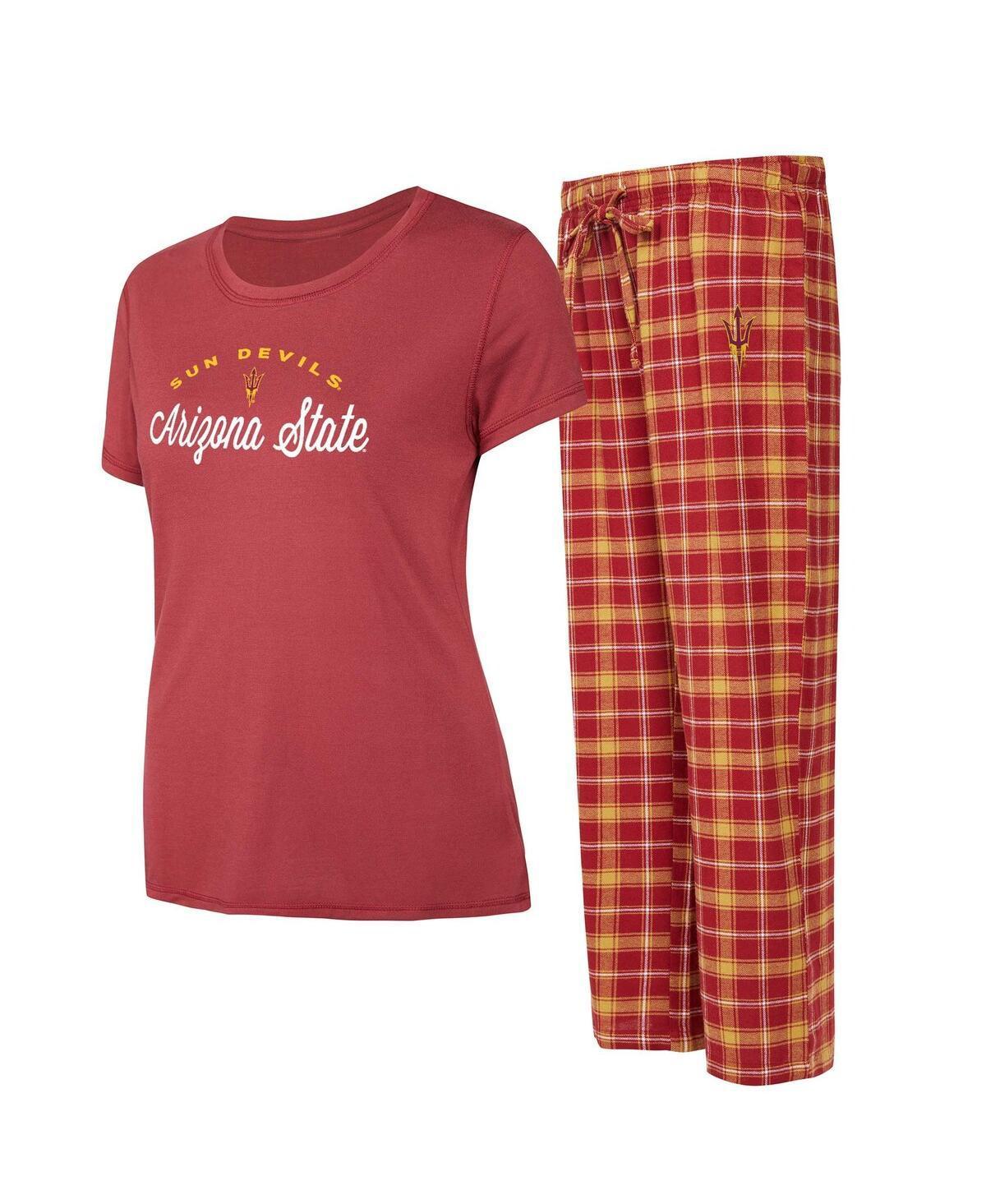 Womens Concepts Sport Maroon/Gold Arizona State Sun Devils Arctic T-Shirt & Flannel Pants Sleep Set Product Image