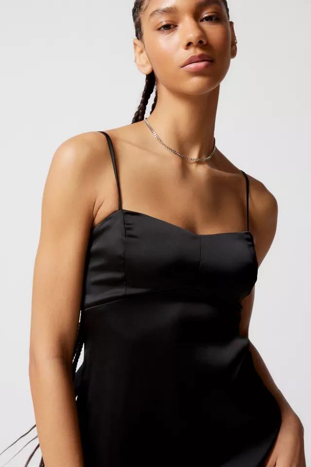 UO Bella Bow-Back Satin Mini Dress Product Image