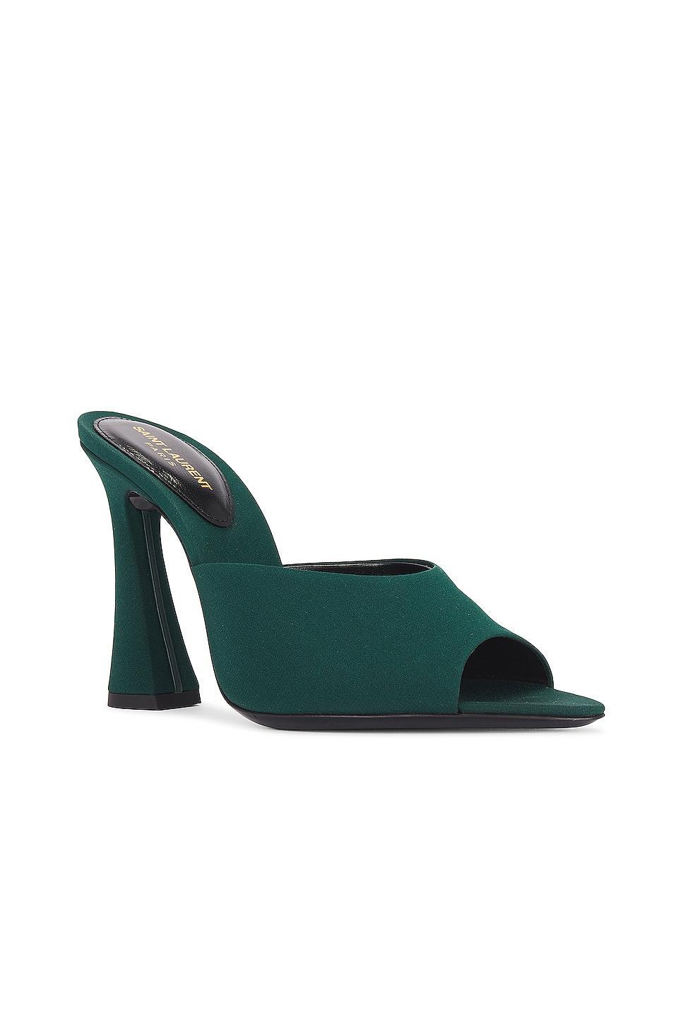 Saint Laurent Suite Mule Sandal in Dark Green Product Image