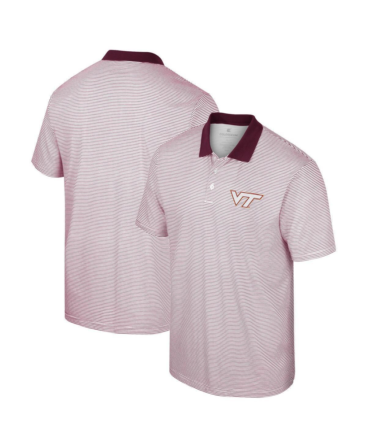 Mens Colosseum White Virginia Tech Hokies Print Stripe Polo Shirt Product Image