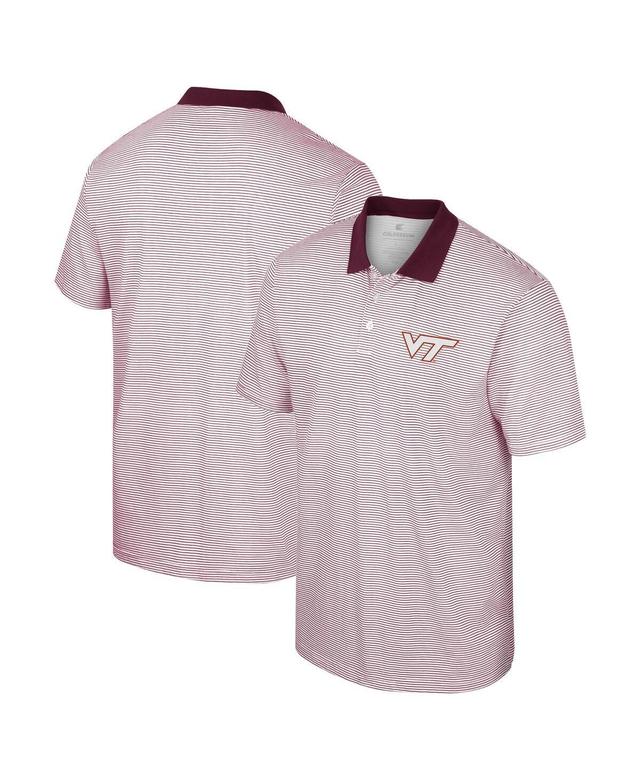 Mens Colosseum White Virginia Tech Hokies Print Stripe Polo Shirt Product Image