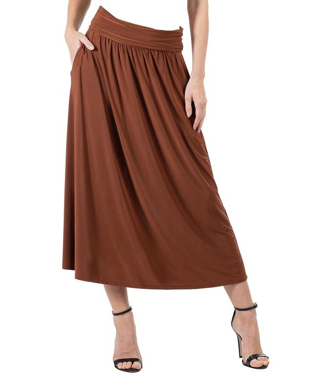 24seven Comfort Apparel Womens Foldover with Pockets Maxi Skirt Product Image