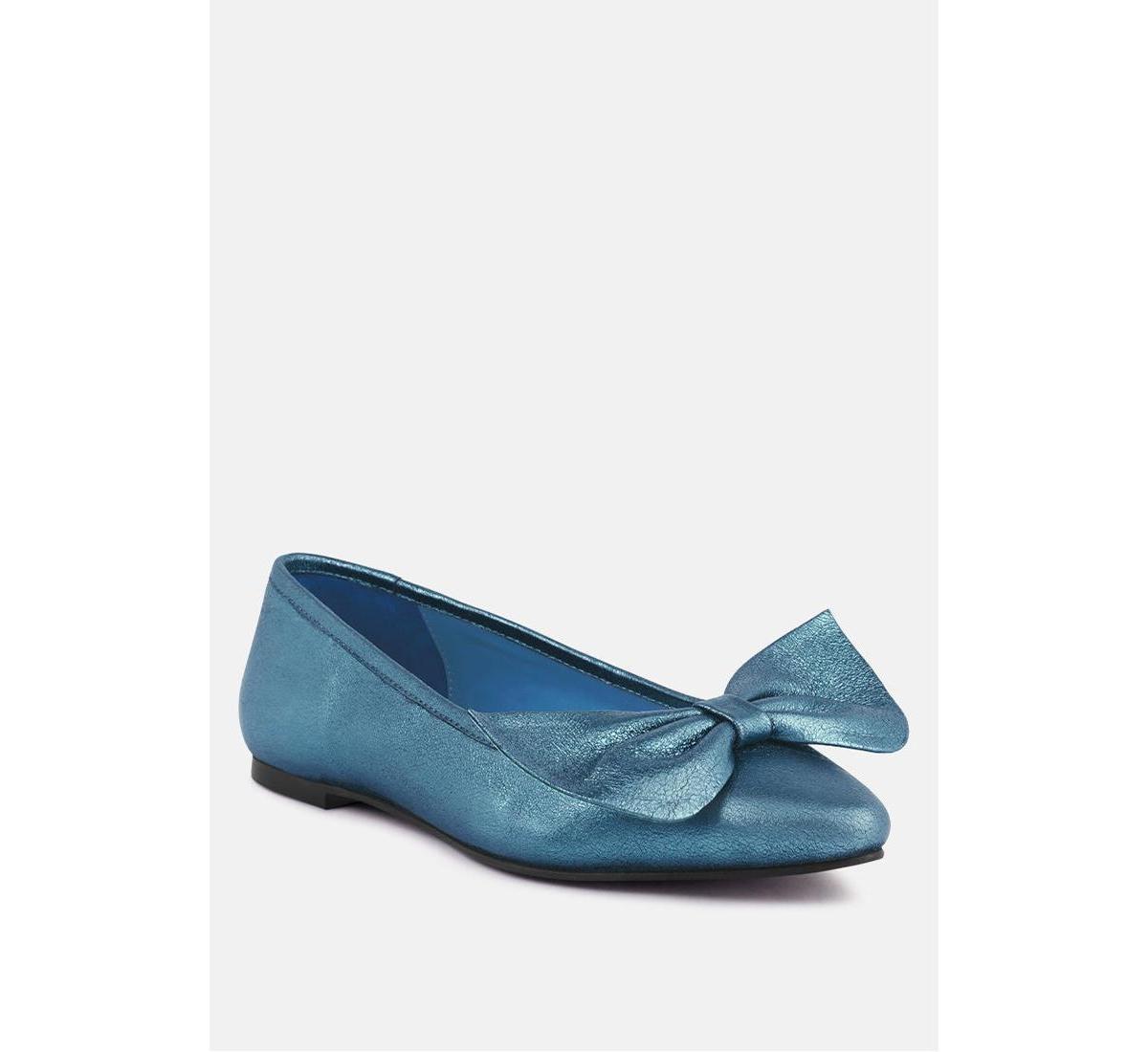 Pie-tribe Womens Metallic Bow Ballerinas flats Product Image