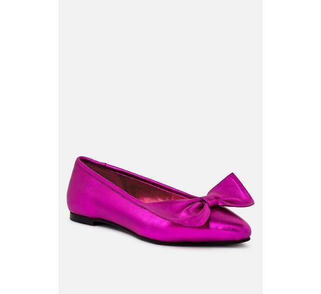 Pie-tribe Womens Metallic Bow Ballerinas flats Product Image